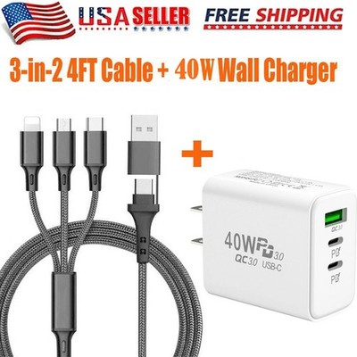 40W Super Fast Charging USB Type C Wall Charger For Samsung iPhone Android Phone