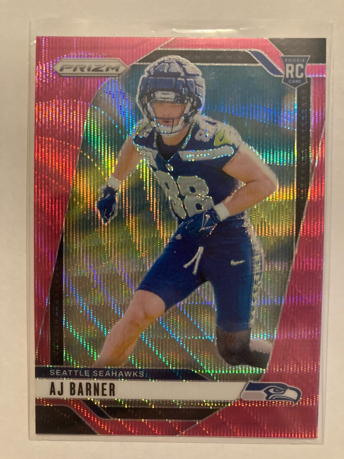 2024 Panini Prizm Pink Wave AJ Barner #304 Rookie Card Seattle Seahawks