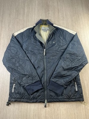 Nike Herren L Vintage 2000s Sportswear Steppjacke Thermo Navy Full Zip