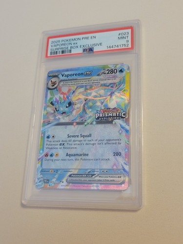 Vaporeon Ex - Pokemon Prismatic Evolutions #023 - Stamped - Mint PSA 9