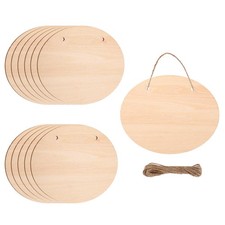 6"x5" Unfinished Hanging Wood Sign Blank with Ropes, Style 7, Pack of 12