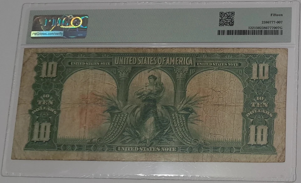 1901 USA $10 Ten Dollars "BISON" Legal Tender SN# E57655381 PMG 15 !NO COMMENTS! - Image 2 of 4