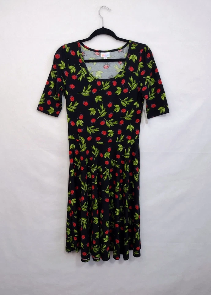 Vestido LuLaRoe Ladybug con estampado de hojas para mujer mediano nuevo con etiquetas Foto 2 de 4