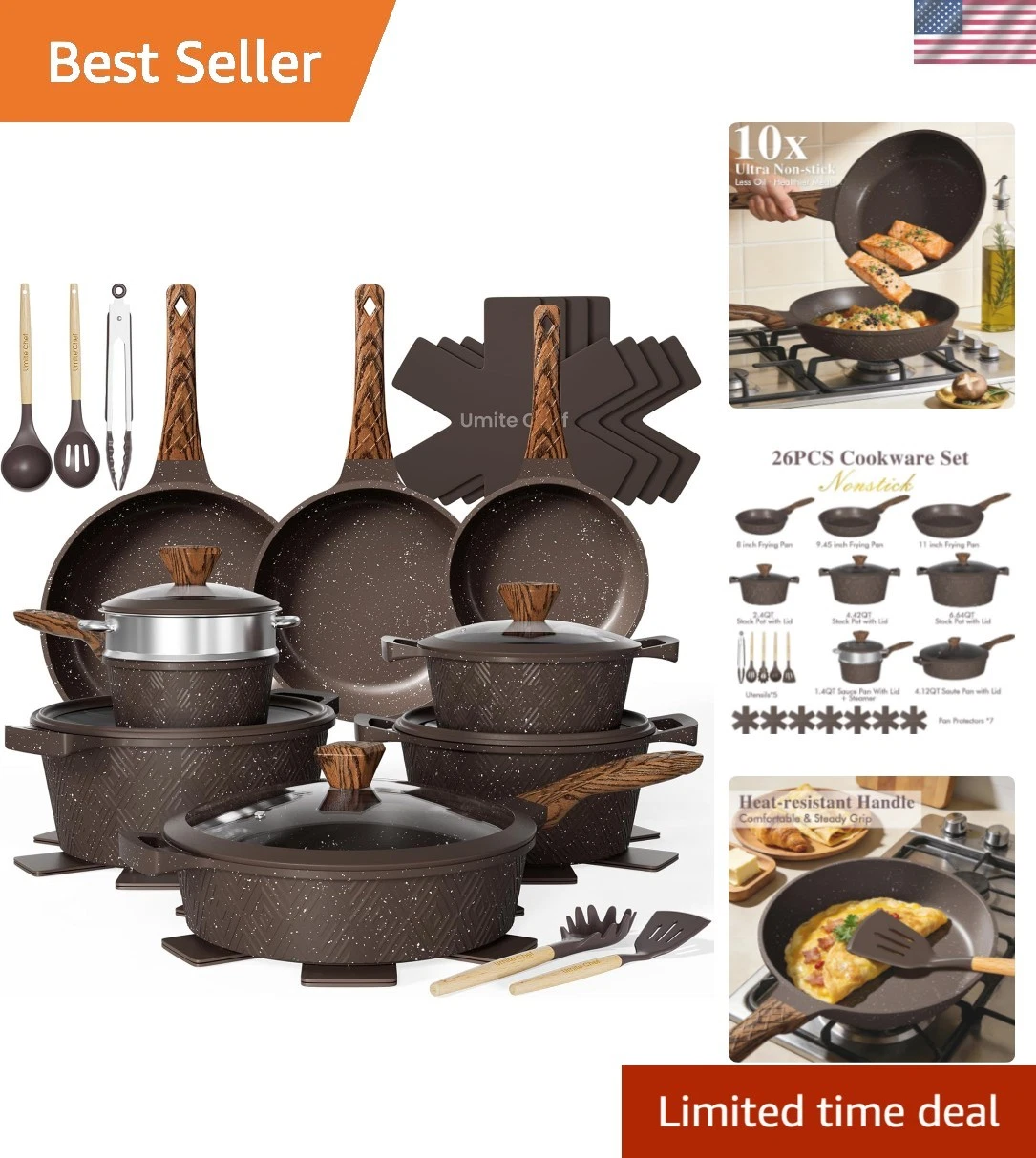 26PCS Pots and Pans Set Non Stick, Nonstick Cookware Sets, Induction Cook War...