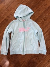Vineyard Vines Girls Small 7 Hoodie Full Zip Blue Pink Cotton