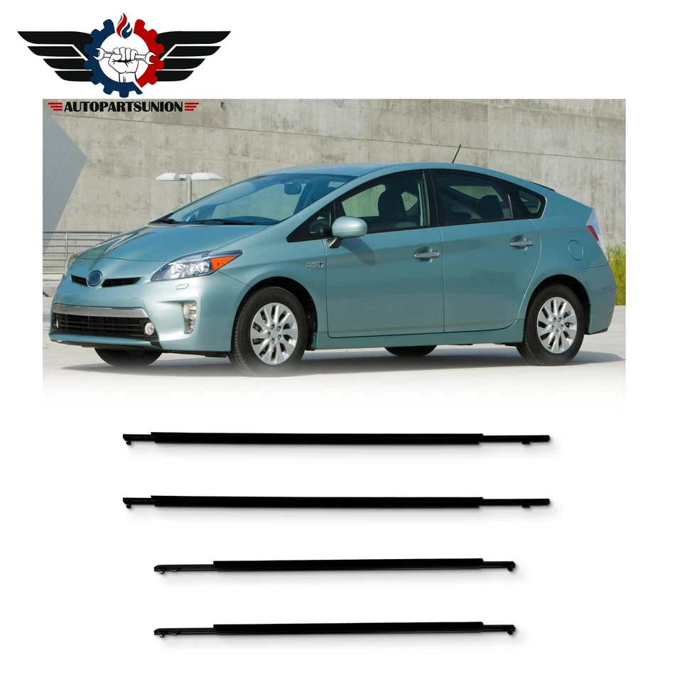 Moldura de cinturón de ventana de puerta con sello de resistencia a la intemperie para Toyota Prius 10-15 4x delantero trasero Foto 3 de 4