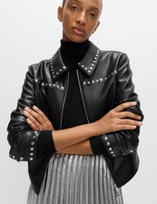 Marks & Spencer Womens Black Plain Faux leather Basic Jacket - M&S
