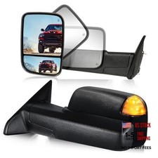 Towing Mirrors for 2009-2018 Dodge Ram 1500, 2010-2018 Ram 2500 3500, Unpainted