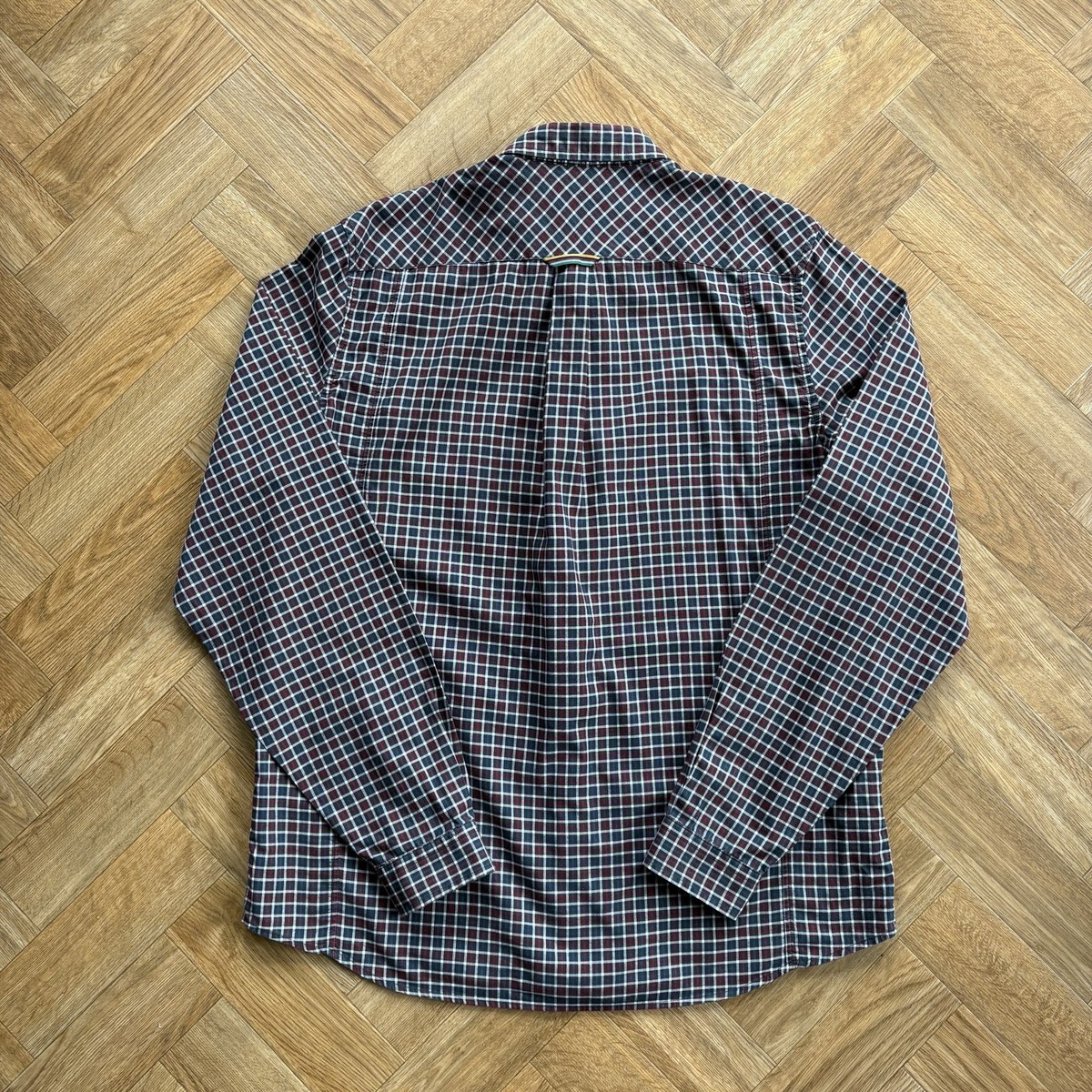 Fred Perry Bradley Wiggins Shirt Long Sleeve Check Shirt Red Blue Size Large (L) View 3