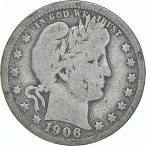 1906-D Barber Quarter Average Circ *7721
