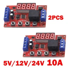 2x 5/12/24V 10A Adjustable Time Delay Relay Modules LED Digital Control Switchs