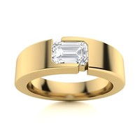 14 Karat Gelbgold Ehering FüR Herren Im Labor GezüChteter 0,50 Karat Diamant ...