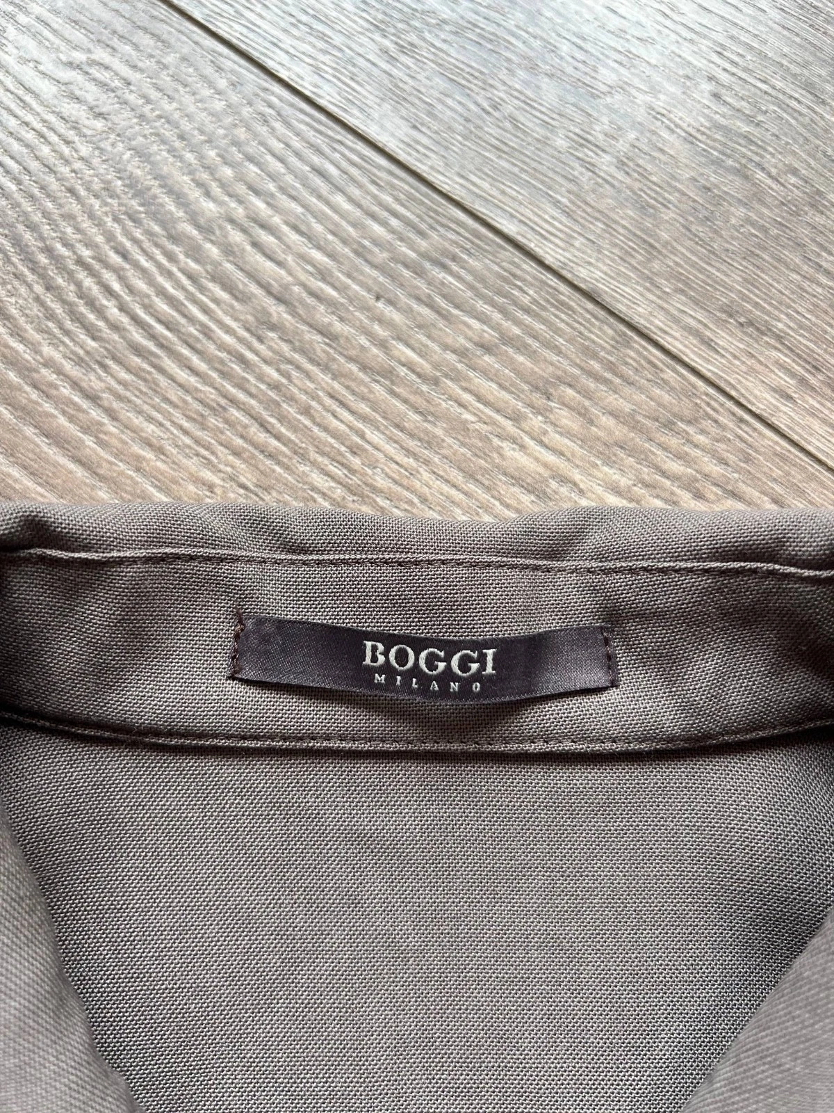 BOGGI Milano LINK 100% Wool Shirt Jacket Mens XS Taupe Brown Overshirt Safari image 11