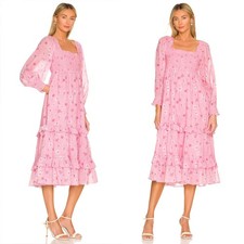 LoveShackFancy Women's Miri Dress Pink Blaze - Size Extra Large