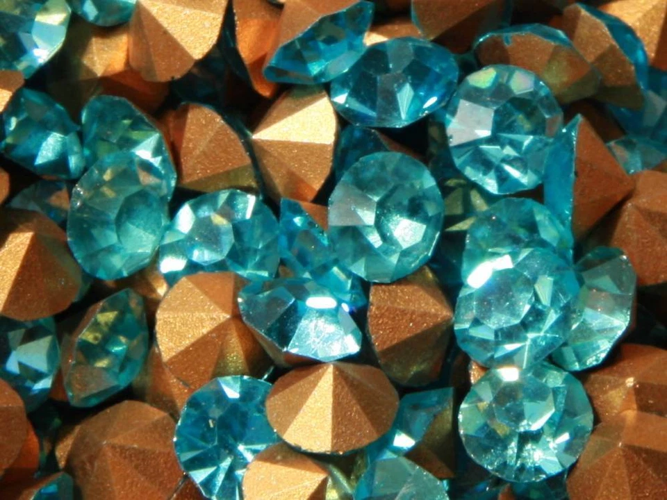 Lote (180) Estrás de vidrio azul aguamarina laminada checa vintage 5 mm Foto 2 de 3