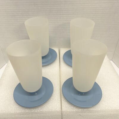 Set Of 4 Tupperware Parfait Dessert Footed Cups With Blue Bases