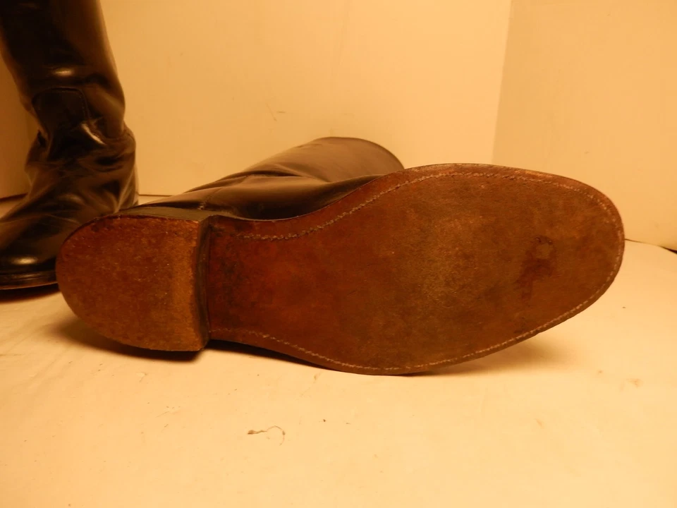 Vintage Custom USA Womens 7.5 D Black Tall EQUESTRIAN Leather Riding Dress Boots - Image 3 of 4