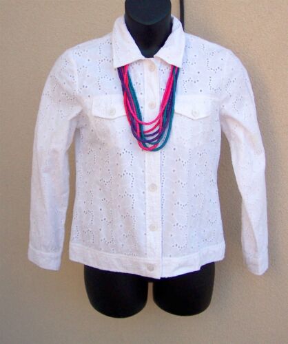 Appleseed's NEW cotton white eyelet lace jacket size M EASTER SPRING pockets top - Picture 2 of 12