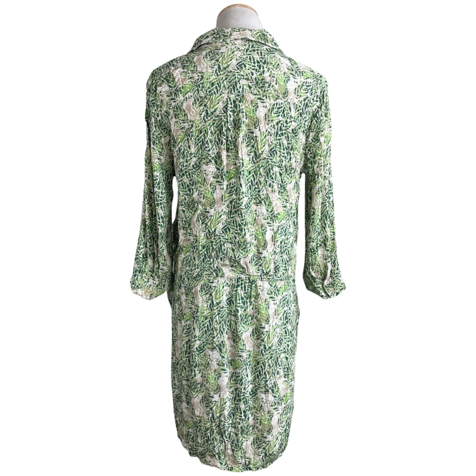Cabi Dress Faux Wrap Bodice Palm Leaf Green White Print Style 280 Size Medium - Image 3 of 4