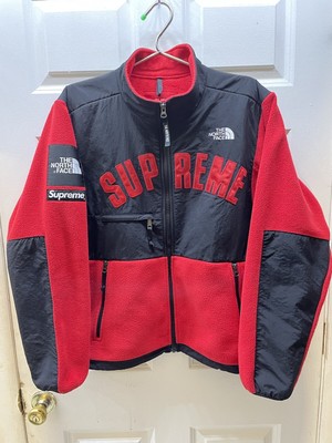 supreme the north face arc logo denali fleece jacket black
