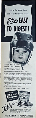 LIBBY'S PEACHES-BABY FOOD-1946 Vintage Print Ad-FOOTBALL-Extra Easy To Digest!