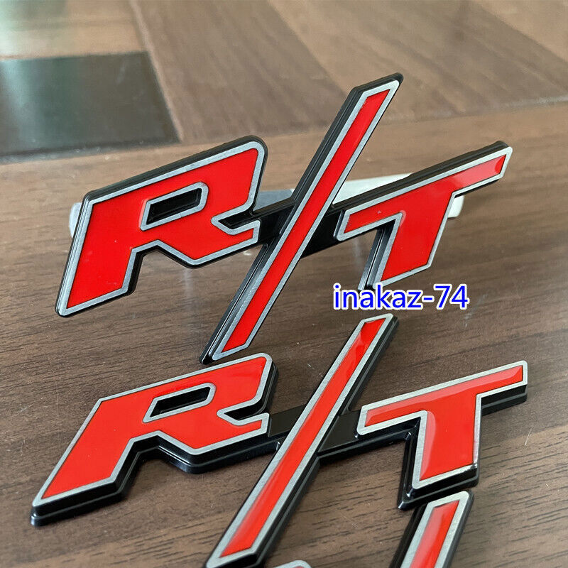 3PCS OEM For R/T Front Grill Emblems RT Fender Badge Red Black Silver Car Decal