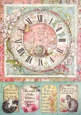 Rice Paper for Decoupage Scrapbook Sheet Stamperia A/4 - Clock and Cats