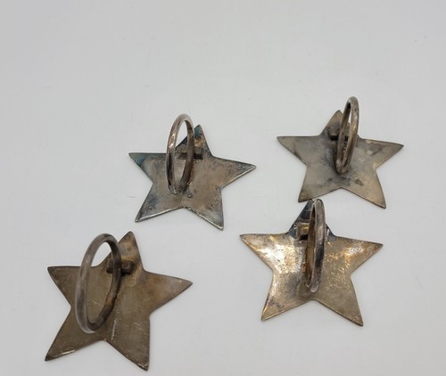 4pc Pier 1 Imports Silver Star Napkin Rings Place Card Holder Tarnished Patina  - Picture 4 of 5