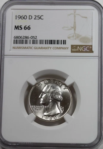 1960-D Washington Quarter : NGC MS66  Blazing White