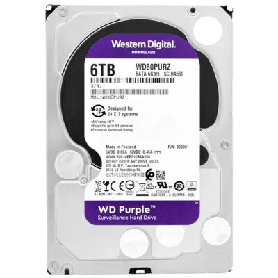Western Digital WD Purple 6 TB WD60PURZ 5400 RPM 64 MB Sata III 3,5" pulgadas