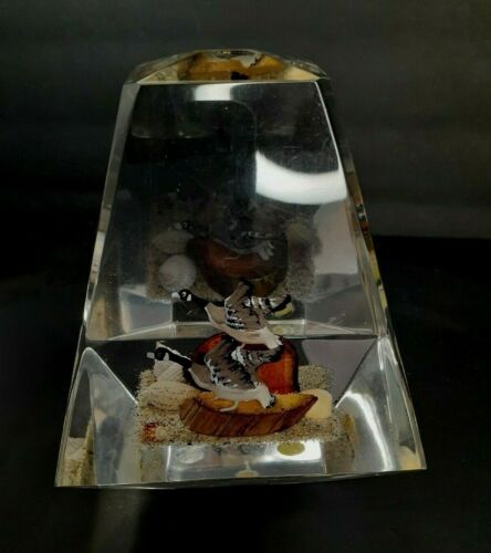 Lucite Acrylic Canada Geese Paperweight 5-1/4” Encased Pyramid Souvenir Canada - Imagen 2 de 9