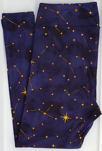 OS LuLaRoe One Size Leggings Stars Constellations Dark Navy Blue NWT G41 - Picture 4 of 6