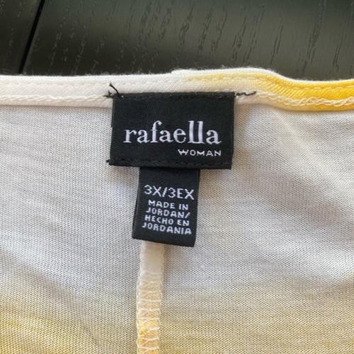 NWT Rafaella Sequin Lightweight V Neck Yellow White Top Boho Funky Top SZ 3X/3EX - Picture 5 of 8