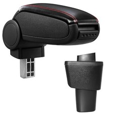 Armlehne Mittelarmlehne Leder Bezug für Hyundai i10 II ab 2014- Schwarz / Rot