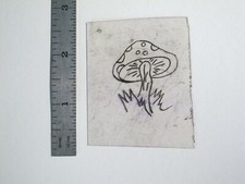 vtg 1960s 70s Tattoo Flash acetate stencil Toadstool and Grass SHR1