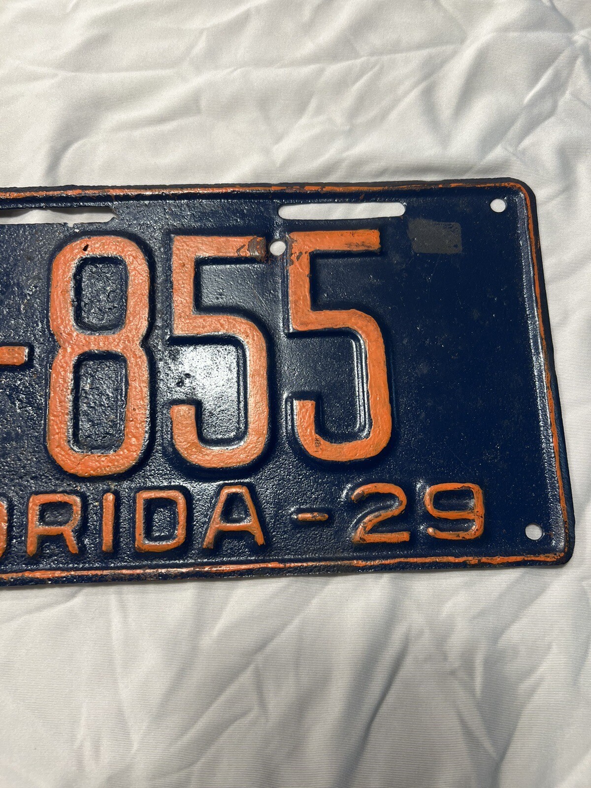 Florida license Plate 1929 Tag FL C 14 855 Vintage Antique Registrable