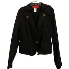 Christian Lacroix Women's Blazer Buttoned Acents Embroidered Logo Black Size 44