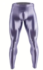 Mens jock Silver  Shiny Spandex Tights Compression Pants Medium M