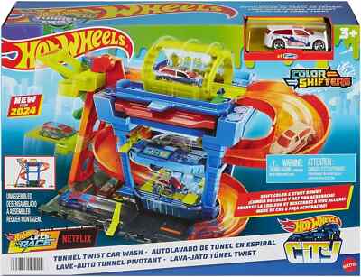 Hot Wheels Farbwechseltunnel Autowäsche mit 1 Farbwechselfahrzeug