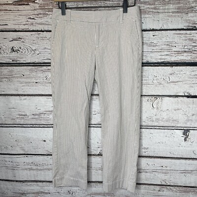 Gap (Outlet) Stretch Curvy Fit Cropped Leg Seersucker Pant Size 1 Striped Beige