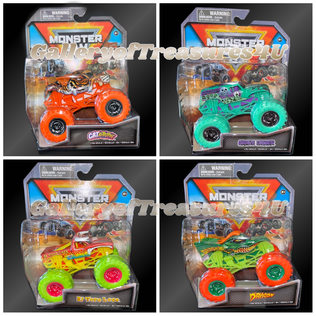 Monster Jam Catastophe Grave Digger El Toro Loco Dragon 1:64