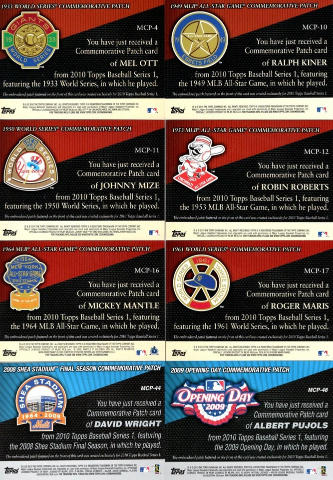 2010 Topps World Series Commemorative Patches    ***YOU PICK*** - Image 2 of 2