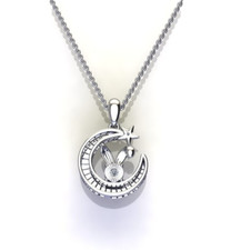 Diamond Necklace White Gold Cut 18k Chain Pendant  0.05 cts, IJ - SI2 