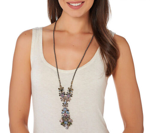 QVC Joan Rivers Jeweled Cluster 32" Pendant Necklace w/ 3" Extender