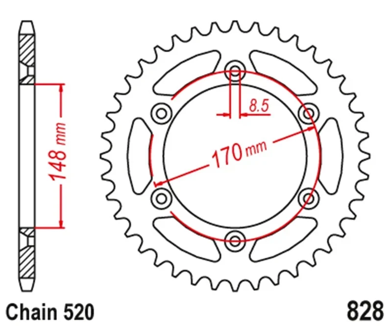 520 42T 17T Front Rear Sprocket Kits For Suzuki DR650 RSE 90-95 — 第 4/4 张图片