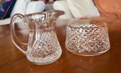 Vintage Waterford Crystal Alana Open Sugar Bowl and Creamer Set Ireland