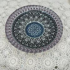 Intricate Reverse painted Turkish Ornate Glass Centerpiece plate/bowl