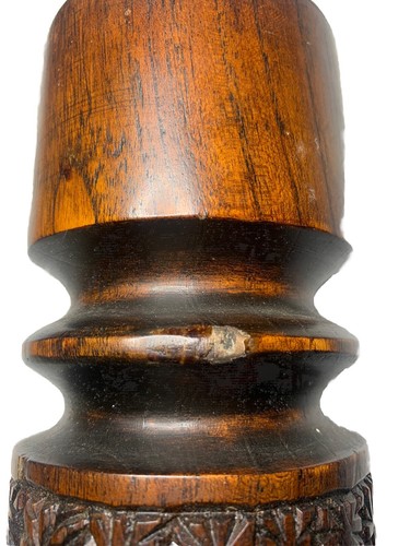 Pet Cremation Urn And Candle Holders Elephant And Nature Carvings Wooden Vintage - Picture 11 of 15