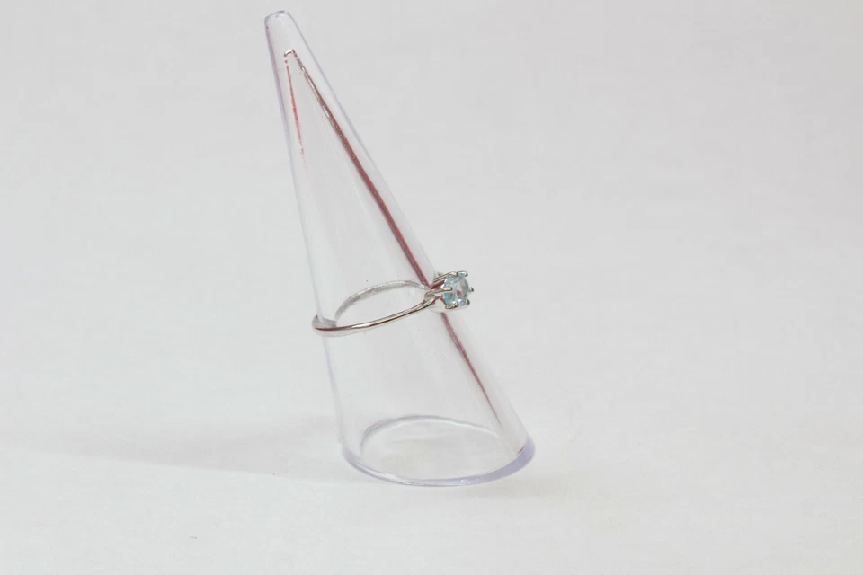 Anello In Argento 925 Con Topazio Blu Di 0,55 Carati E Topazio Cielo Blu - Immagine 4 di 4