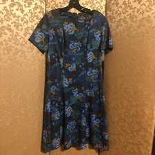 Ann Steven Vintage Blue Floral A-Line Dress Size Medium M Large L